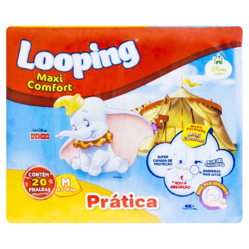 Fralda Descartável Looping Maxi Confort Prática M 18 Unidades