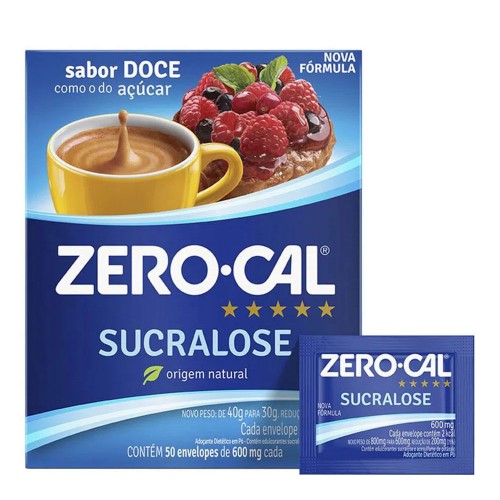 Adoçante em Pó Zero-Cal Sucralose - 1 Unidade com 50 Sachês de 600mg cada