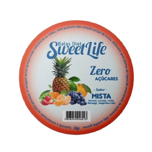 Balas Diet Sweet Life Sabor Mista Sem Açúcar 32g