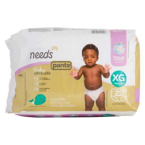 Fralda Needs Baby Ultrasafe Pants XG - 22 Unidades