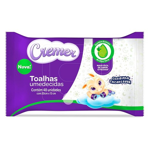 Toalha Umedecida Cremer Aloe e Vera 48 Unidades