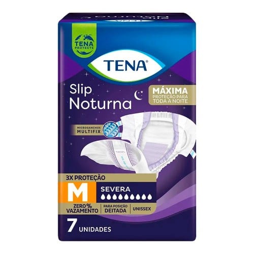 Fralda Geriátrica Tena Slip Noturna Tamanho M 7 unidades