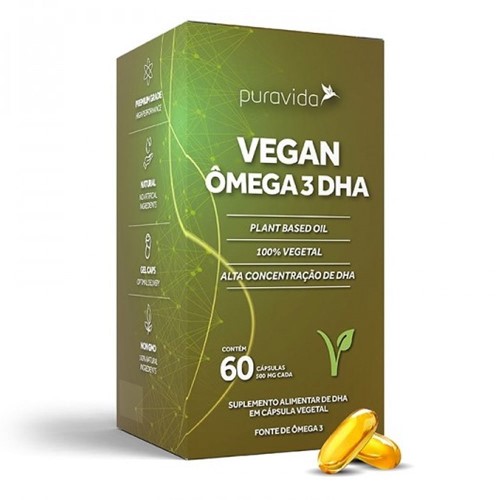 Ômega 3 DHA Vegan 500mg Puravida 60 cápsulas