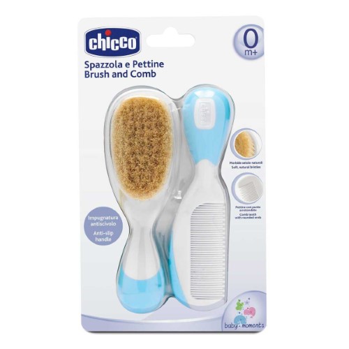 Escova E Pente Cerdas Naturais Azul (0m+) - Chicco Ch5010 Escova E Pente Cerdas Naturais Azul (0m+