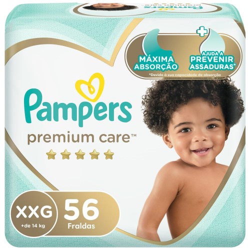 Fraldas Pampers Premium Care XXG 56 Unidades