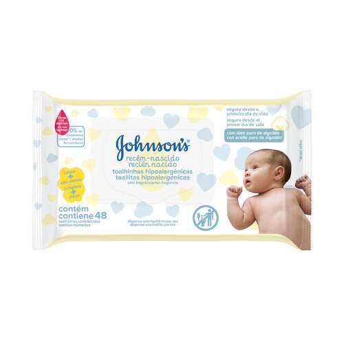 Lenços Umedecidos Johnsons Baby Recém-Nascido Sem Fragrância 48 Unidades