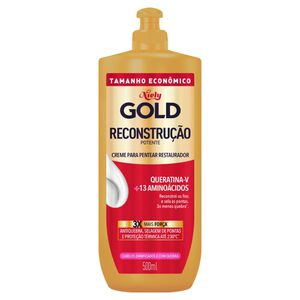 Creme Para Pentear Restaurador Queratina-V + 13 Aminoácidos Niely Gold Reconstrução Potente Frasco 500ml Tamanho Econômico