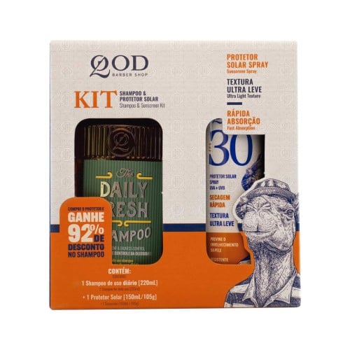 Kit Qod Shampoo 220ml + Protetor Solar Spray Fps30 150ml