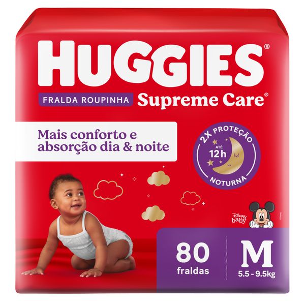 Fralda Huggies Supreme Care Bag Roupinha M Com 80 Unidades