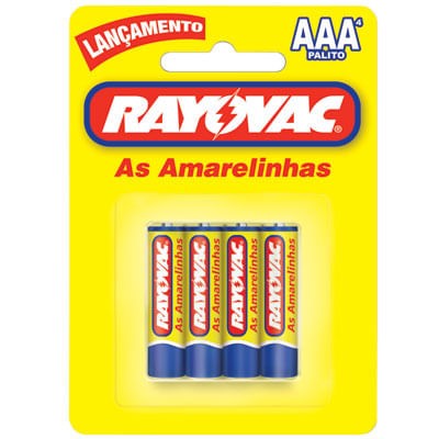 Pilha Rayovac AAA Palito As Amarelinhas 1,5V 4 Unidades