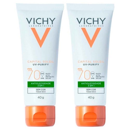 Vichy Idéal Soleil Purify Kit com 2 Unidades – Protetor Solar Facial FPS70 – 40g