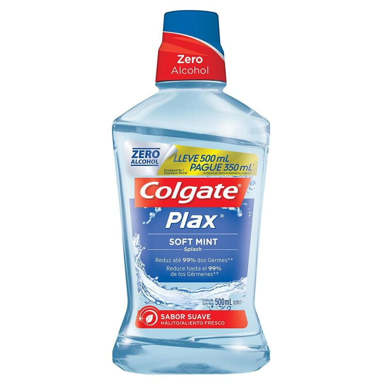 Enxaguante Antisséptico Bucal Colgate Plax Soft Mint com 500ml