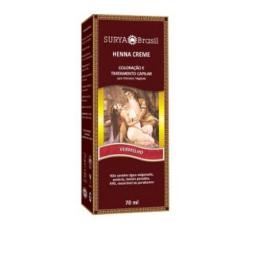 Tintura Henna Surya Creme Vermelho 70Ml - Surya