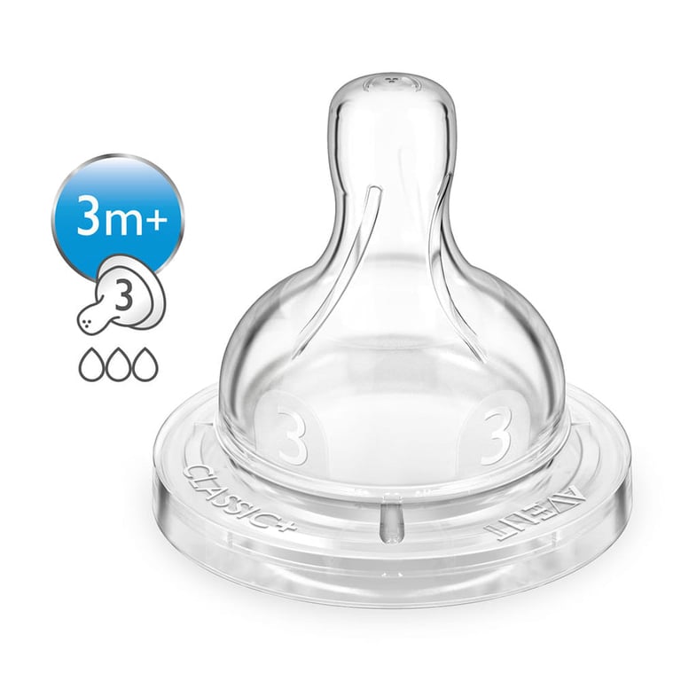 Bico de Mamadeira Avent Classic 3+ meses, fluxo médio com 2 unidades