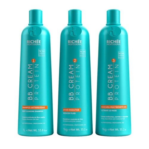 Richée Professional BB Cream Protein Kit – Shampoo + Ativo + Máscara 