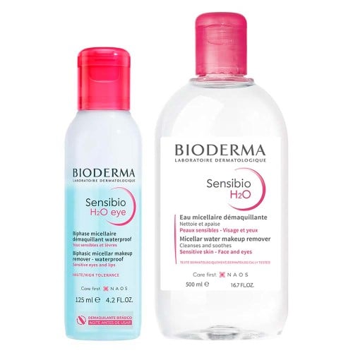 Bioderma Kit – Água Micelar Calmante 850ml + Água Micelar Bifásica para Olhos e Lábios 125ml 