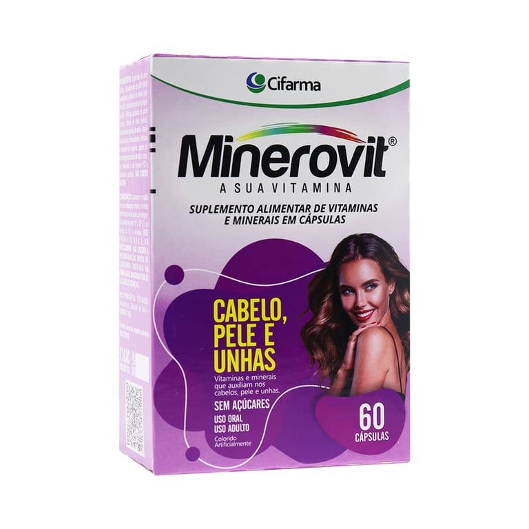 Suplemento Alimentar Minerovit Cabelo, Pele e Unhas 60 cápsulas