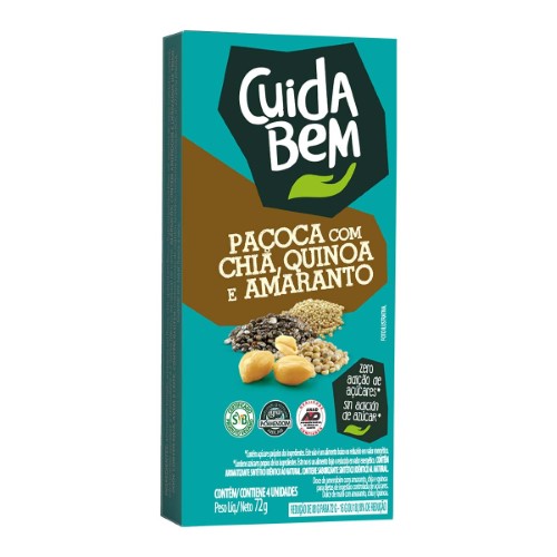 Paçoca Cuida Bem com Chia, Quinoa e Amaranto com 4 unidades