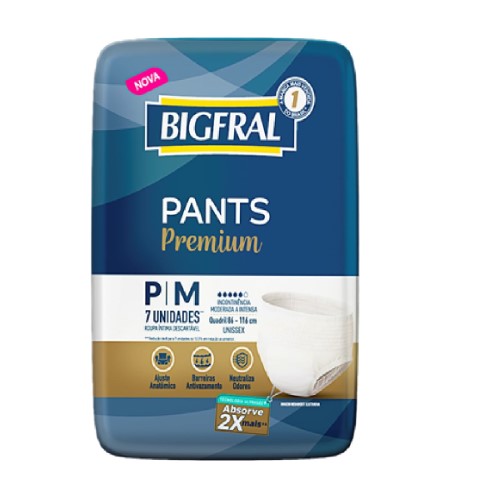 Roupa Íntima Bigfral Pants Premium P/M 7 Unidades