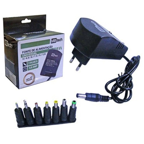 Carregador Fonte de Alimentação Universal MB Tech Bivolt 7 Plugs