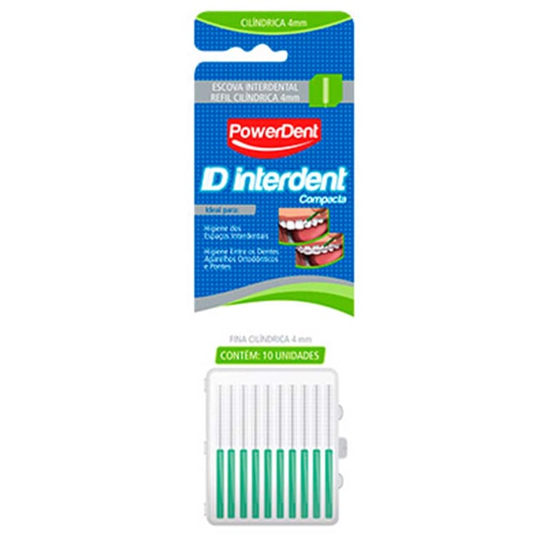 Escova ID Compacta Powerdent Fina 4mm Verde Cilíndrica 10un