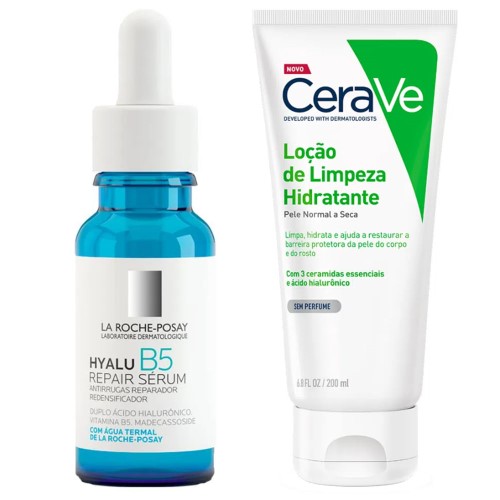 Cerave e La Roche Posay Kit – Loção de Limpeza + Sérum Anti-Idade