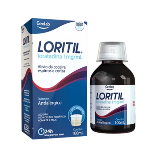 Loritil Loratadina 1Mg/Ml Xarope Antialérgico Com 100Ml Geolab