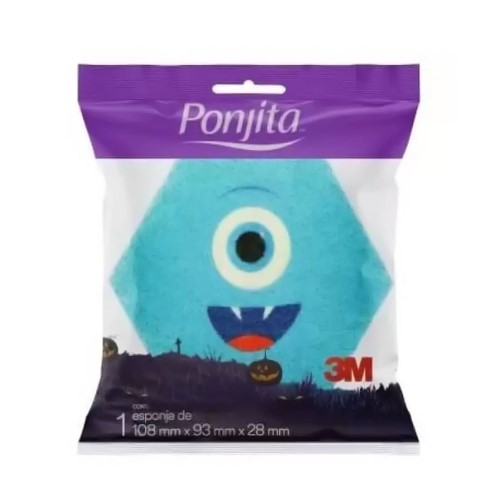 Esponja de Banho Infantil Ponjita Monstros 3M 1 Unidade 108mmx93mmx28mm