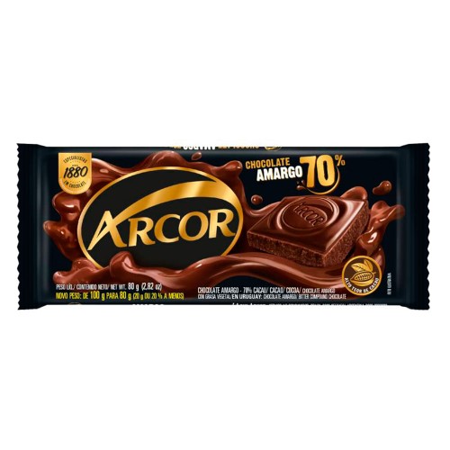 Chocolate Amargo Arcor 70% 80g