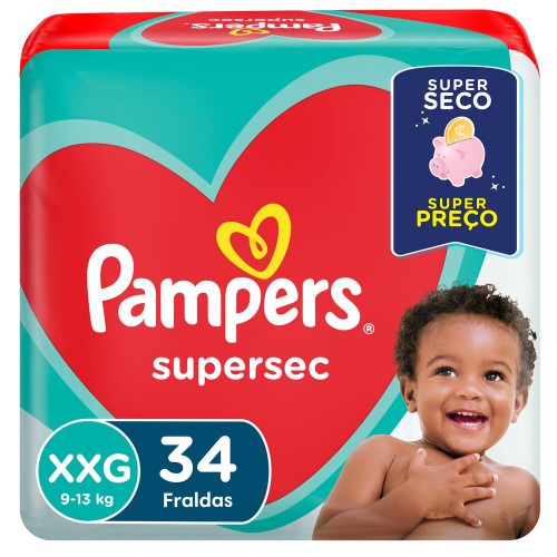 Fraldas Pampers Supersec XXG 34 Unidades