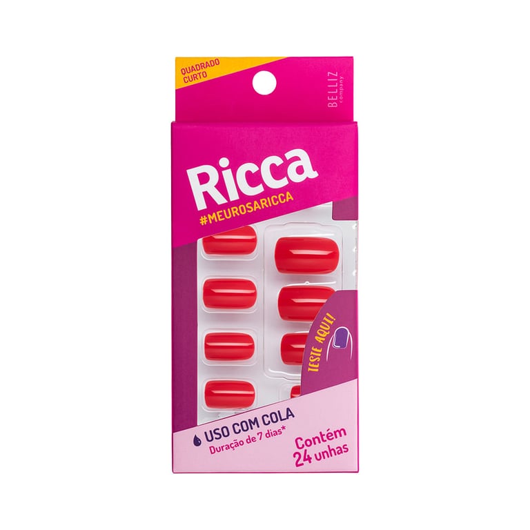 Unhas Autoadesivas Ricca Rosaa Guava 24 Unidades