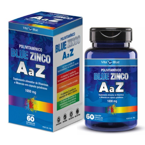 Blue Zinco Polivitaminico de A a Z 60 Capsulas Softgel