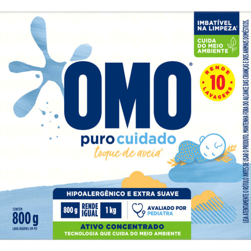 Sabão Em Pó Omo Puro Cuidado 800g