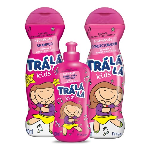 Shampoo + Condicionador Trá lá lá Hidrakids + Creme De Pentear