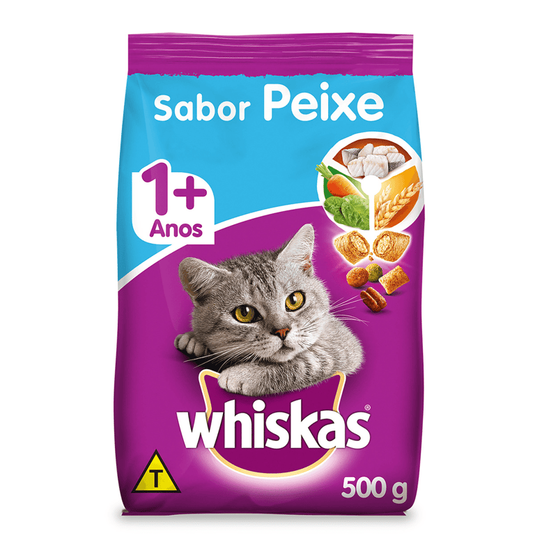 Ração para Gatos Whiskas Adulto 1+ Anos Sabor Peixe 500g