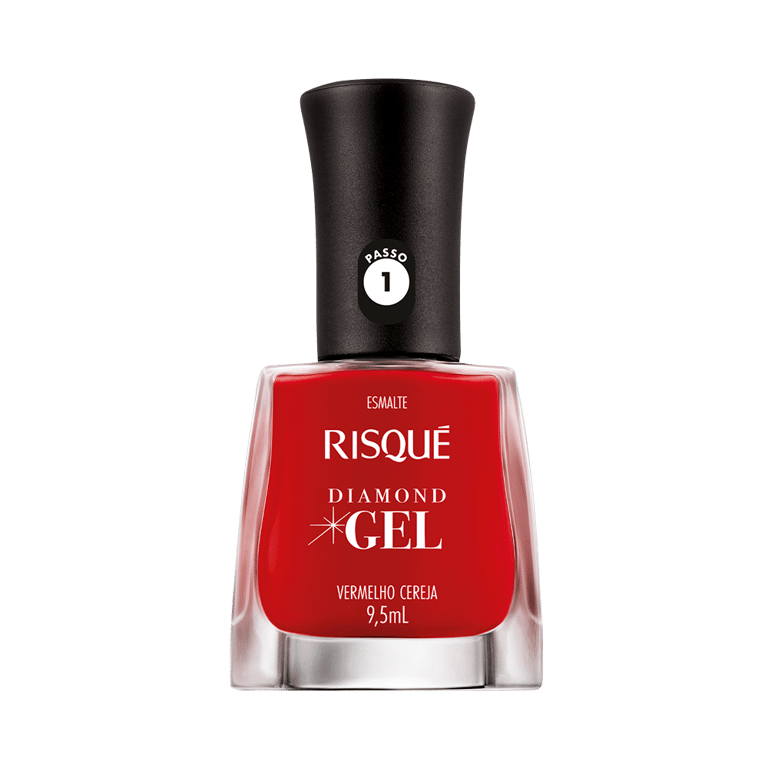 Esmalte Cremoso Risqué Diamond Gel vermelho cereja