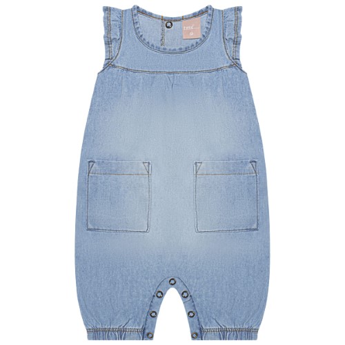 Macacão regata babadinhos para bebê Denim - TMX