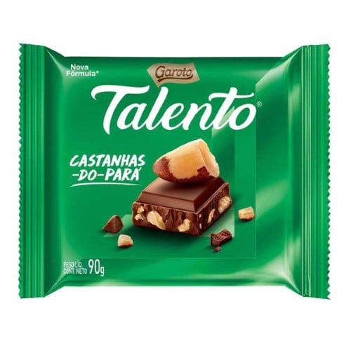 Chocolate Garoto Talento Leite Castanha do Pará 90g