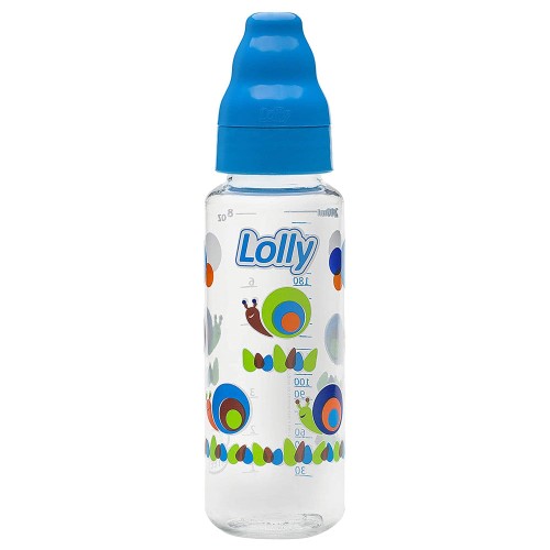 Mamadeira Lolly Zoo Bico de Silicone Redondo Líquidos Ralos Desenhos Sortidos 240ml Azul com 1 Unidade Ref 1060-01 AZ