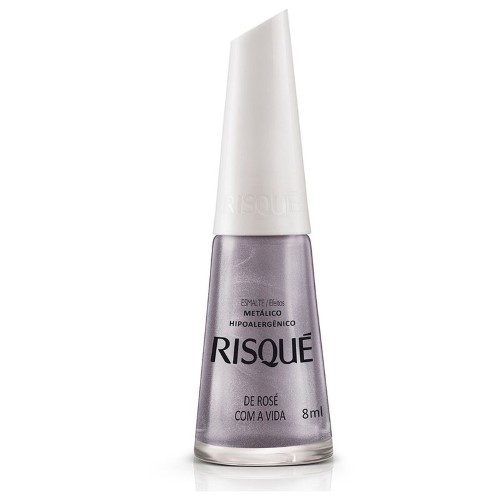 Esmalte Risqué Metálico De Rosé Com A Vida 8ml