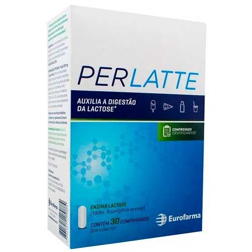 Suplemento de Lactase Perlatte 9000 FCC com 30 comprimidos