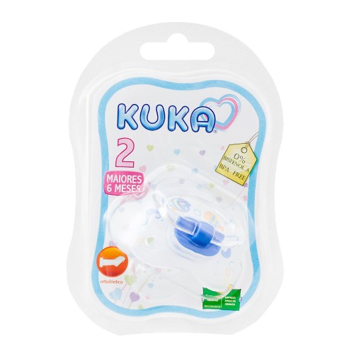 Chupeta Kuka Premium Silicone Ortodôntica Tamanho 2 +6 Meses Azul com 1 Unidade