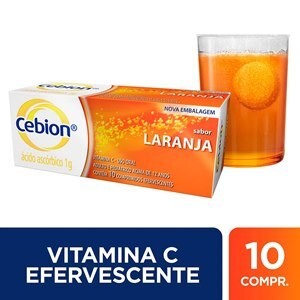 Cebion 1g Vitamina C Laranja com 10 Comprimidos Efervescentes