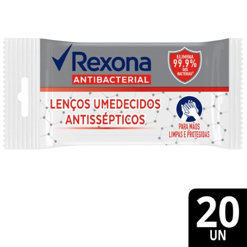 Lenço Umedecido Antisséptico Rexona Antibacterial com 20 unidades