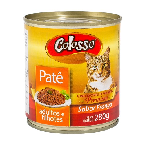 Patê para Gatos Colosso Premium Adultos e Filhotes Sabor Frango Lata com 280g