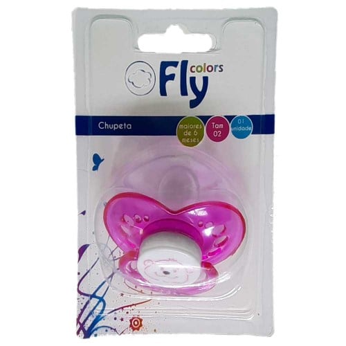 Chupeta Fly Colors Bico de Silicone Ortodôntica Tamanho 2 Soft Cores Sortidas 