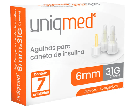 Agulhas para Caneta de Insulina 6mm 31G - Kit 7un - UniqMed