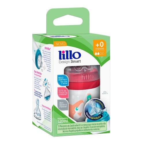 Mamadeira Lillo Design Smart Rosa com 1 unidade capacidade 120ml