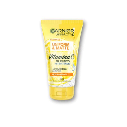 Gel De Limpeza Facial Antibacteriano Garnier Skinactive Uniform E Matte Vitamina C 150g