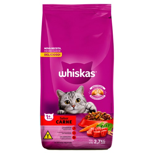 Ração para Gatos Whiskas Adultos Sabor Carne 2,7kg